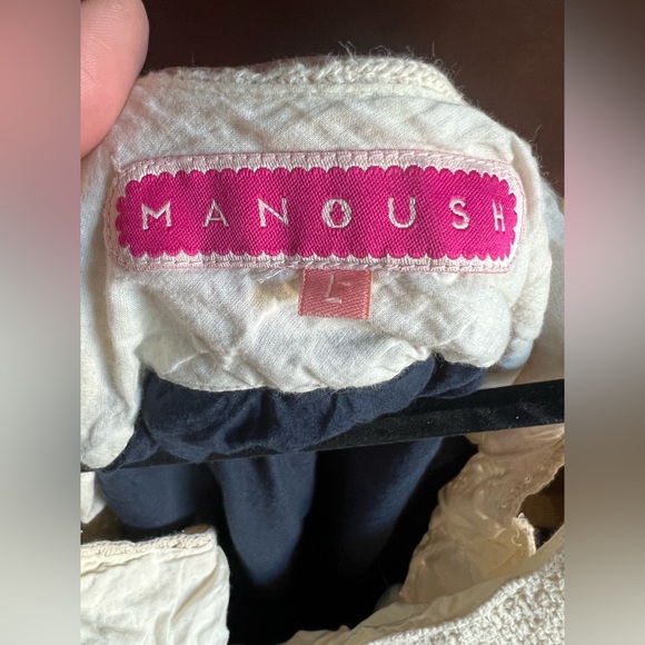 Vintage Manoush Lace Macrame Ruffle Hem Tank Dress Navy Cream Bohemian Boho - Picture 8 of 8